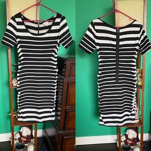 Eci Black and White Striped Dress